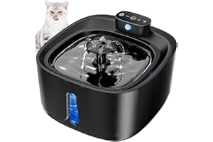 TOPPLEE Cat Water Fountain for Drinking, 3.2L/108oz 4000mAh Rechargeable Battery Operated Wireless Cat Water Fountain, Large Capacity Water Bowl Pet Water Dispenser Cordless, Also for Dogs, Black