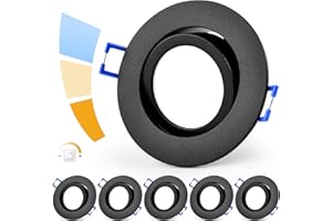 YindaLux 6x Downlight LED Techo Empotrable 5W IP44 3000K Cálido/ 4000K Natural/ 6000K Frio Focos LED Interior Techo Negro, AC 220-240V, Corte 68-80mm