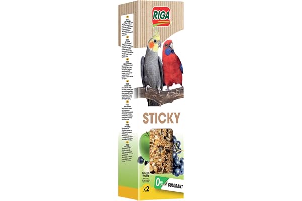 RIGA - Barres De Sticky Aux Fruits - Nourriture Pour Grandes Perruches - Baguettes Graines Cuites Au Four - Pommes Et Raisins - Vitamines Et Nutriments - Encourage L'Exercice - x 2