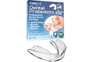 Runesol Gouttiere pour Dent, 4x Mixte, Goutiere Dentaire Anti Bruxisme, Goutieres Dentaires Anti Grincement, Gouttieres pour les Dents, Gouttière Bruxisme, Protege Dents Nuit, Gouttiere Thermoformable