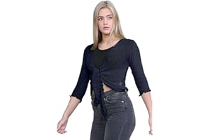 janisramone® Women's Shrugs, Double Fine Knit Bali Tie Up Bolero Cardigans for Women - Lightweight and Stretchy Summer Cardigan Cropped Top for Women
