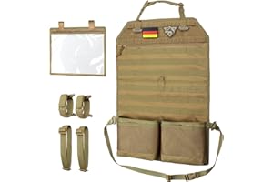 WYNEX Organizzatore tattico per lo schienale dell'auto con portapistole, aggiornamento della copertura tattica MOLLE per lo schienale del sedile, protettore universale per veicoli, camion