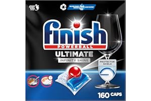 ‎FINISH Finish Ultimate Infinity Shine Spülmaschinentabs – Geschirrspültabs für Tiefenreinigung, Fettlösekraft und Glanz mit Schutzschild – 2x80 Finish Caps
