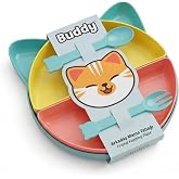 Tucklebery Kitty 7 Par&ccedil;a Mama Tabağı Seti, B&ouml;lmeli, BPA İ&ccedil;ermez, Bulaşık Makinesinde Yıkanabilir (Tropikal)