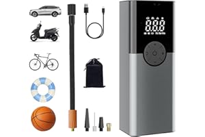 ZORUMAN 6000mAh Tragbare Elektronische Luftpumpe, 150PSI Fahrradpumpe Elektrisch, Akku Kompressor, Akku luftpumpe für Auto,Motorrad,Fahrrad