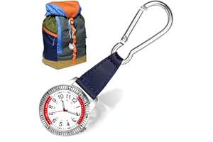 ERTLUTW Karabineruhr Karabiner Uhr Outdoor Analog Quarz Schwesternuhr Pulsmesser Taschenuhr mit Karabiner Taschenuhr Krankenschwester Outdoor Rucksack Uhr für Krankenschwester Ärzte Radfahrer Kletterer Silber