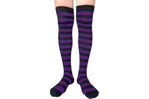AUSUAYA Frauen Gestreifte Overknee-Strümpfe, Baumwolle Oberschenkel Hohe Röhre Lange Bestände Für Cosplay/Goth/Weihnachtsfeier GB-LW-3
