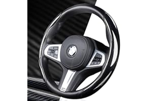 AOTOYOU Lenkradbezug Auto Carbon Lenkradhülle 2 teilig Lenkradschutz Anti Rutsch Universal Lenkrad Cover 36-38cm Schwarz