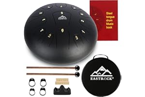EASTROCK Tambor de lengua de acero, 13 Notas 12 Pulgadas Tambores de hendidura con Bolsa de Viaje, Mazos y Libro de Música para Principiantes, Estudiantes