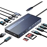 محطة إرساء ACASIS ذات الشاشة المزدوجة، HDMI 4K@60 هرتز، فتحة كمبيوتر محمول 14 في 1، 10 جيجابت/ثانية (USB-C Video+