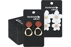 G2PLUS 200PCS Carton Boucle D'oreille 9x5cm Papier Kraft Carte Présentoir De Bijoux Étiquettes en Papier Kraft pour DIY pour Afficher des Boucles d'oreilles,Noir
