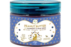 PAWFECT FOOD Pawfect Peanut Butter with Blueberries & Hempseeds for Dogs & Puppies | 100% Natural | No Added Sugar, Salt, Palm Oil | No Sweeteners, No Xylitol | Healthy Dog Treat | (275g/9.70oz)