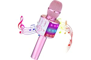 Wowstar Bugle Brass Karaoke Kids Microphone, Handheld Wireless Bugle Brass for Kids Adults, Karaoke Mic Speaker Singing Microphone for Home KTV Birthday Party (Light Pink)