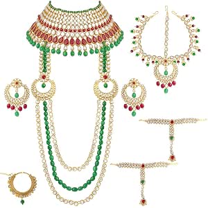 I Jewels Green and Maroon Gold Plated 