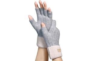 LAFEFE Guantes de invierno sin dedos del Reino Unido, guantes de punto cálido para mujer, guantes térmicos sin dedos para mujer