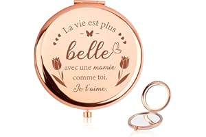 CDIXlmuz Cadeau Noël Mamie Miroir Portable pour Maquillage Cadeau Grand Mere Anniversaire Miroir De Poche Cadeau Fete des Grand Mere Fete des Meres Super Mamie Cadeau pour Femme Noel Fête des Mères
