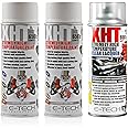 E-Tech 400ml XHT VHT Very High Temperature Paint 2 x WHITE 1 XHT Clear Lacquer for Car Engine Block Exhaust Metal Surface