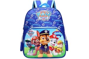 Miotlsy Paw Patrol Rucksack, Schulranzen für Jungen, Mighty Pups mit Rocky, Chase, Marcus und Stella, Kinderrucksack für Kindergarten, Kindergarten, Grundschule, Blau, L, Blau, L, blau, L, Einzigartig
