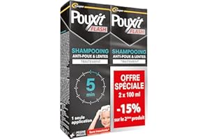 Pouxit - Flash - Shampooing Anti-poux et Lentes - Agit en 1 Application de 5 Minutes Seulement - Traitement du Cuir Chevelu - Lot de 2 - 2x100 ml
