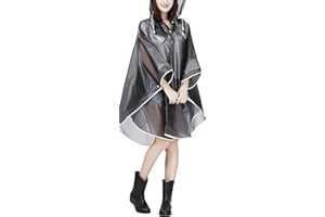 BAO CORE Damen Regenmantel, Regenponcho, Eva wasserdichte Regenjacke Windjacke Wasserdicht Poncho Regenumhang mit Kapuze und Ärmel Outdoor Sport gegen Regen Schwarz & Weiß