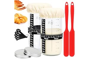 Ulable 2 Pack Fermentation Jars - 24oz Sourdough Starter Kit - Glass Sourdough Kit - Reusable Sourdough Starter Jar For Bread Making - 17PCS Fermenters Baking Gifts