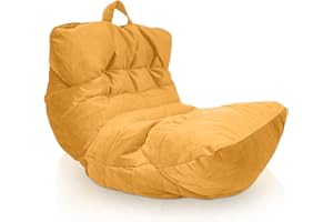 Aiire Relaxo Sitzsack XXL für Kuschelecke - Bean Bag Design aus Samtstoff mit Füllung - Riesen Sitzsäcke Erwachsene, Sitz Sack Flauschig - Bodenkissen Grob, Bodenstuhl, Bodensessel Gelb