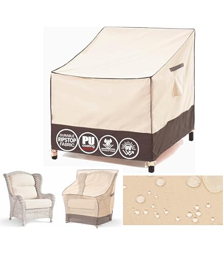 F&J Outdoors Waterdichte tuinbankhoes van 147 x 89 x 64/89 cm terrashoezen voor tuinmeubilair tuinbank hoezen 2-zits hoge dichtheid beige zwaar belastbare stoelhoes weerbestendig