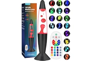 Davalampa Lavalampe Groß Led 17 Farbwechsel Steuerbar | Große Lavalampen Schwarz für Kinder Erwachsene | Nachttischlampe Dimmbar mit Fernbedienung | Glitzer Lampe Geburtstagsgeschenk, 34 cm