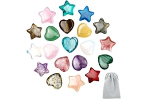 ZHAO GE Stern und Herz Edelsteine, 20 Stück Heilsteine, Rosenquarz Heilsteine Kristalle Set, Glücksbringer Herz Stein Kristalle, Glückssteine für Reiki Heilung, Kleine Geschenke