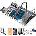 Kitchen Sink Set 304 Stainless Steel Nano Waterfall Sink with Two Waterfalls (82x48x21CM) - Honeycomb Embossing, Vegetable Basin