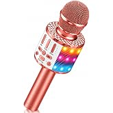 Wireless Bluetooth Karaoke Microphone with Speaker and LED Lights | Great for boys and girls, perfect for family singing, che