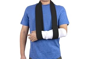 yeloumiss Écharpe de Bras Réglable Confortable Immobilisateur D'épaule Echarpe de Bras Pour Les Femmes et Les Hommes, Les Mains Droite et Gauche, Les Blessures au Coude et Au Bras 160 cm (Noir)