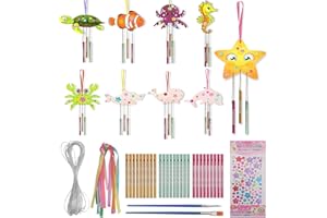 SFSSHUI 9 Stück Meertier Windspiel Bastelset,Klangspiel Bemalen Handwer,indspiel Bastelset Kinder Meerestiere,Windspiel Bastelset Kinder,für Mädchen Junge Kindergeburtstag Bastelarbeiten.