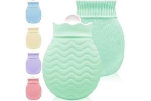 GISTOME Small Hot Water Bottle with Cover - 320ml Mini Silicone Hot Water Bag for Hot and Cold Compress, Hand Foot Bed Warmer, Ideal for Menstrual Cramps, Neck and Shoulder Muscle Aches Pain Relief, Warmth