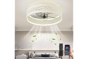 ‎MIIR Deckenventilator Mit Beleuchtung LED 60W Deckenlampe Mit Ventilator Modern Leise Deckenleuchte Mit Fernbedienung Dimmbar 6 Geschwindigkeiten Lampe Mit Ventilator Für Wohnzimmer Schlafzimmer Weiß