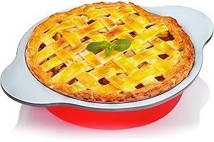 Boxiki Kitchen 9 Pollici Teglia Rotonda in Silicone Antiaderente con Maniglie in Acciaio - Perfetto per Cuocere Deliziose Torte Rotonde