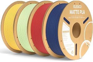 ELEGOO Matt PLA-filamentbunt 4 kg, 1,75 mm 3D-skrivarfilament, dimensionell noggrannhet +/- 0,02 mm, 1 kg spole (2,2 pund), passar de flesta FDM 3D-skrivare (marinblå, rubinröd, mintgrön, solskengul)