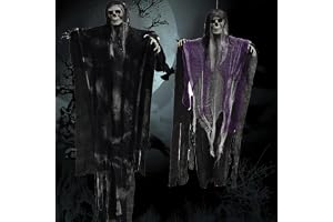 YUZHEDM 2 stycken Halloween-skelett, 110 cm och 85 cm, dekorativ dödskalle, hängande halloweenspöke, kan användas som gräsmatta, fönster- och uteplatsdekoration