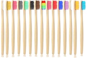 APKPESTERML 15Pcs Cepillos de Dientes de Bambú, Cepillo Dientes Bambu di Cerdas Suaves Naturales Cepillos de Dientes Bamboo Ecológico Biodegradable Cepillo dientes a granel para Familiar Hijos Adultos Multicolor