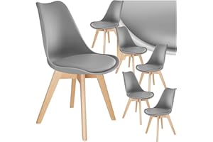 TecTake® Lot de 6 Chaises de Salle à Manger Design Scandinave Chaise Confortable Rembourrée avec Pieds en Bois Massif Meuble Salon pour Salon, Coiffeuse, Chambre, Cuisine, Bureau, Cabinet
