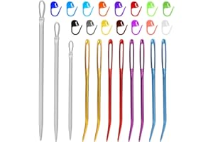 MOZEAT LENS Aghi per filati di lana con occhio grande, 8 aghi curvi per tappezzeria, 3 aghi per filati, 15 marcatori per punti, aghi curvi per tappezzeria all'uncinetto, punto a mano, artigianato fai da te