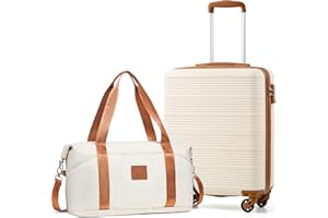 COOLIFE Handgepäck Koffer 55x40x20cm + 30L Reisetasche (45×36×20cm) für Ryanair & Easyjet mit 4 Silent Spinner Rädern & TSA-Schloss – ABS-Hartschale, Leicht Handgepäck Set