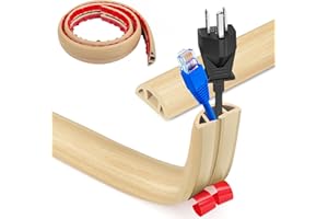 HENGRONGSHEN Canalina flessibile per cavi da pavimento, passacavi, ponte per tubi, copertura per cavi, 1 m x 3 cm, protezione cavo piatto per ufficio, casa, magazzino, hotel (rovere bianco)