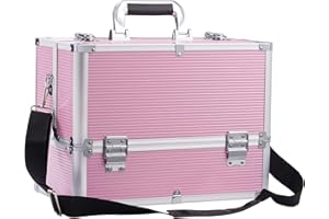 Funime Large Make up Box Nail Polish Jewellery Cosmetic Box Beauty Vanity Case (Pink)