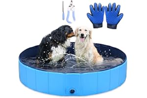Icelus 140 * 30 cm Hundepool,Faltbarer Hunde Planschbecken Swimmingpool Katzen Hundebadewanne Pool Für Hund Katze PVC Rutschfester Haustier Badewan