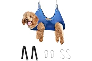 MACUNIN Dog Grooming Hammock Grooming Kit, Pet Nail Trimming Harness for Dog and Cat, Nail Cutting Helper for Small and Large Pet Bathing Shower Supplies (Medium, Blue)