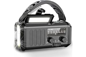 WHOLEDE Radio Portable d'urgence Radio Solaire 10000 mAh Batterie Rechargeable AM/FM Radio avec Alarme SOS et Lampe de Poche Chargeur de Téléphone Boussole pour Camping en Plein air Randonnée Gris