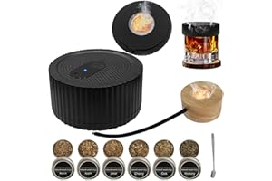 Emooncn 2 IN 1 Electric Cocktail Smoker Set with Wood Smoking Gun Food, Rechargeable Whiskey Smoker Kit with 6 Wood Chips, whiskey smoker kit gift set for Men Dad Boyfriends Husband