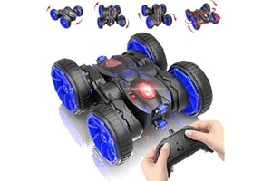 MaxTronic Remote Control Cars for Kids, Fun Flip Stunt 360° Rotations Double Side RC Car, 4WD Offroad 2.4Ghz Monster Truck with LED Light for Boys Girls Children Gifts Toy car