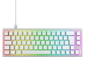 CHERRY XTRFY K5V2 Compact, Clavier de gaming mécanique, format 65 %, Disposition française (AZERTY) Clavier Hot-Swap, MX2A RED Switches, Blanc transparent